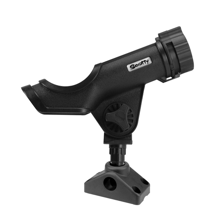 Scotty Powerlock rod holder in black with 241 side/deck mount, designed for secure fishing rod storage on boats.