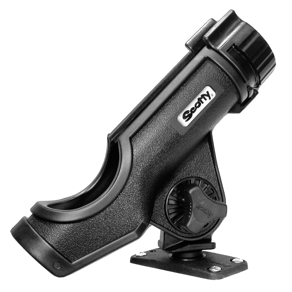 Black Scotty Powerlock Rod Holder with 244 flush deck mount for secure fishing rod storage on boats.