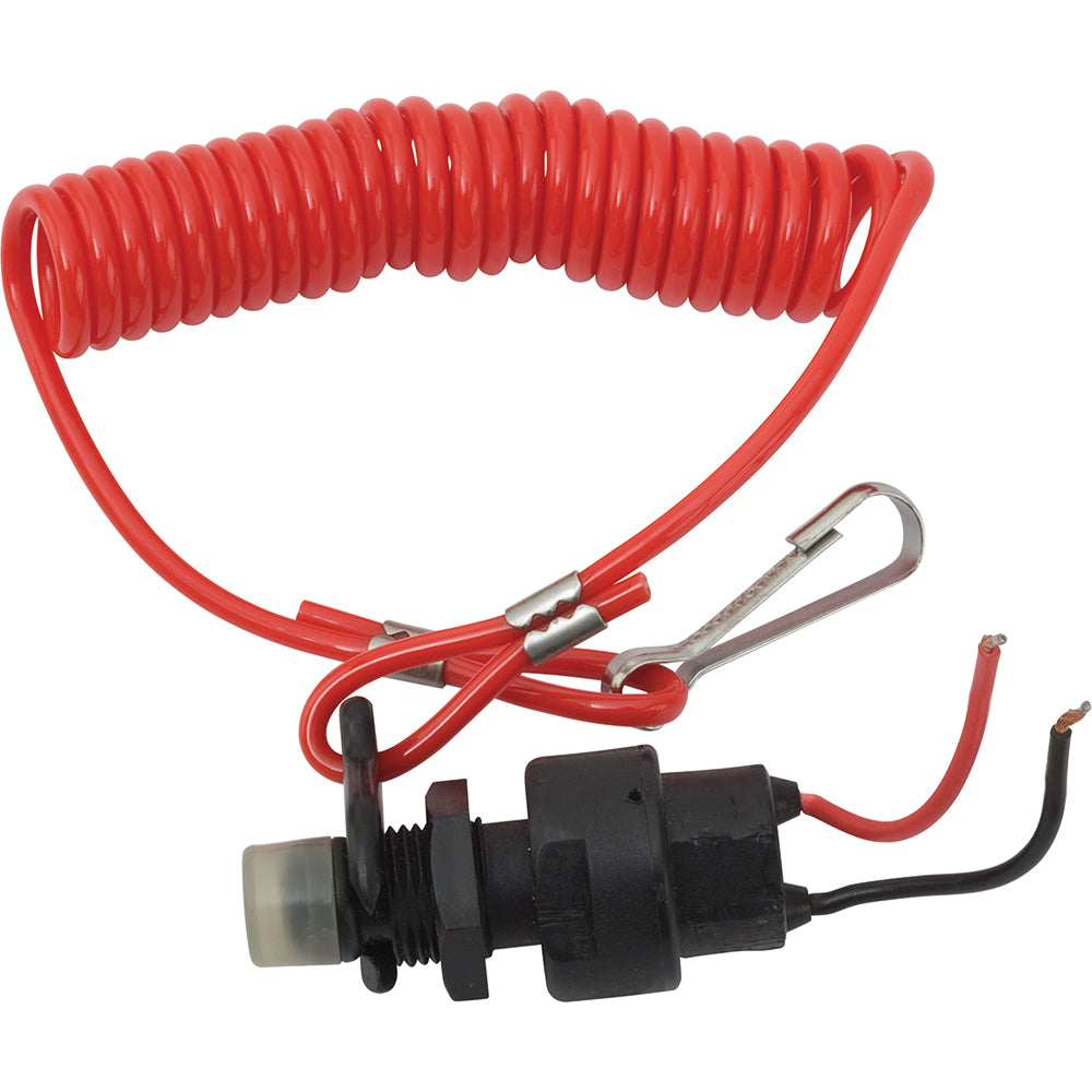Sea-Dog ignition safety kill switch, marine accessory, with safety lanyard and switch button for engine shutdown.