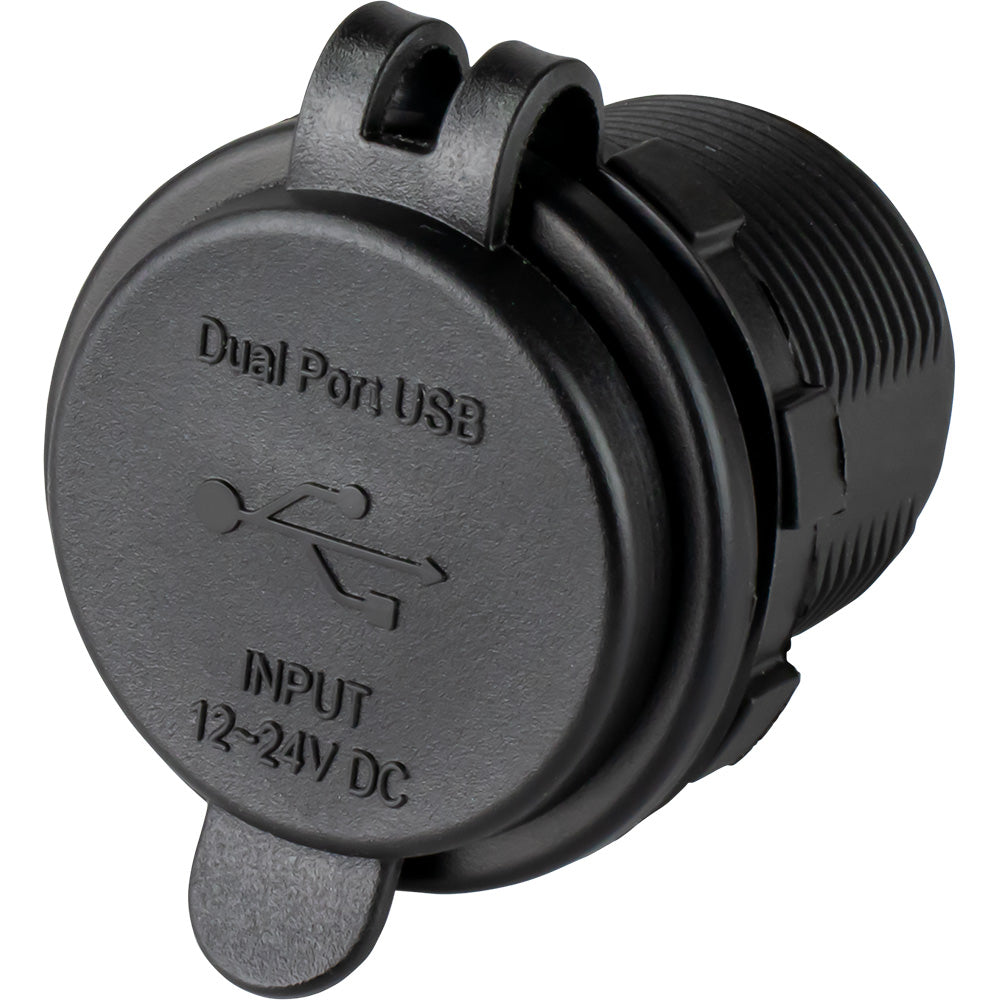 Sea-Dog round dual USB and USB-C power socket for accessories, with a sleek circular design and multiple charging ports.