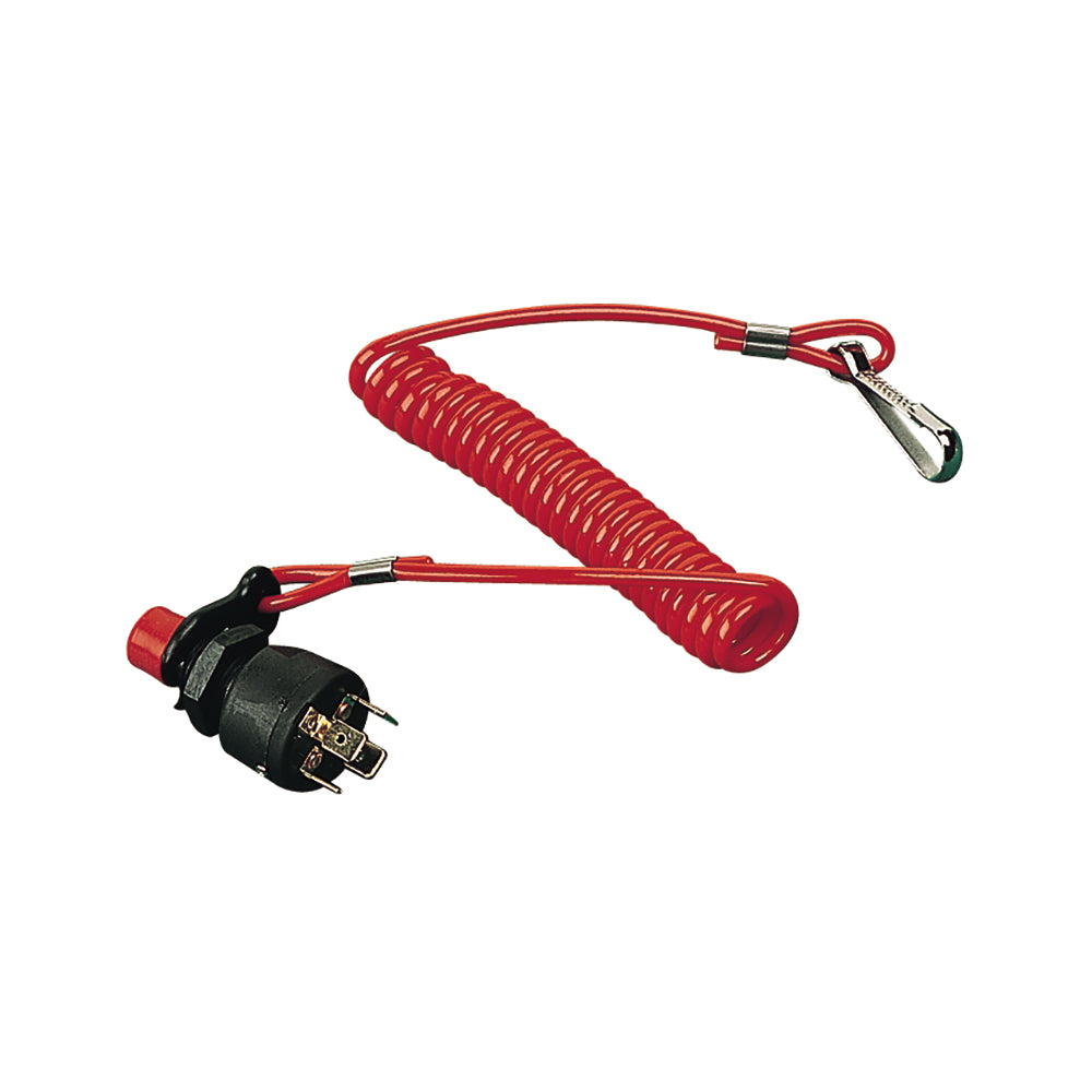 Sea-Dog Universal Safety Kill Switch accessory with red safety lanyard and switch, designed for marine safety applications.