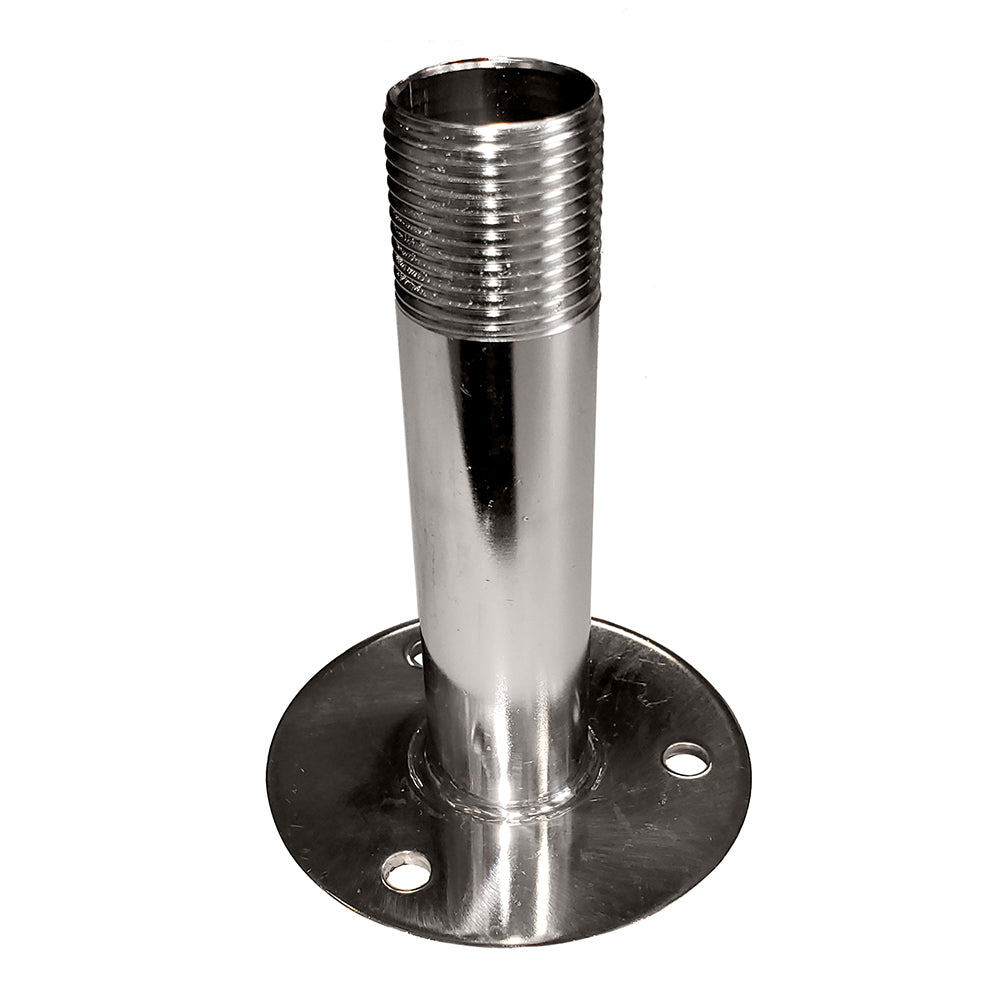 Sea-Dog fixed antenna base in stainless steel, 4-1/4 inch size with 1/14-inch threaded mount, designed for marine antenna installation.