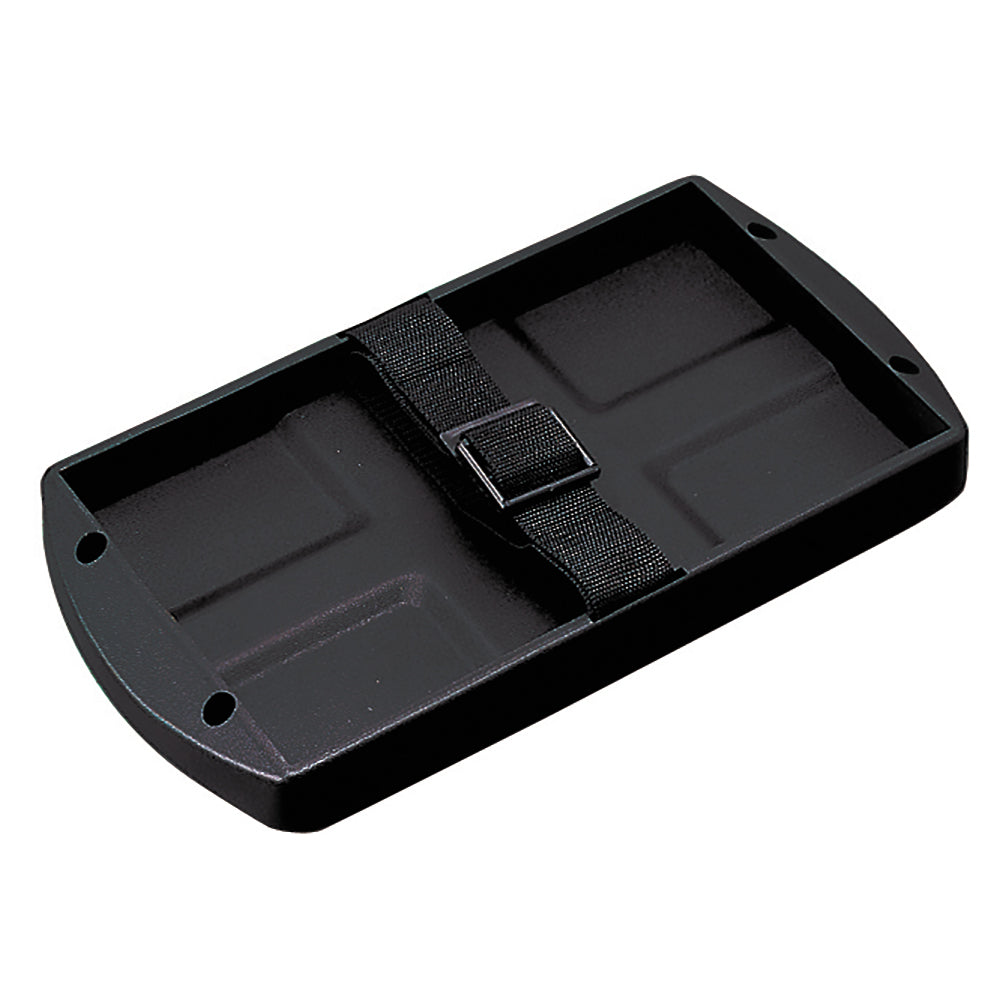 Sea-Dog Battery Tray with straps designed for 27 Series batteries, used for secure battery management in marine applications.