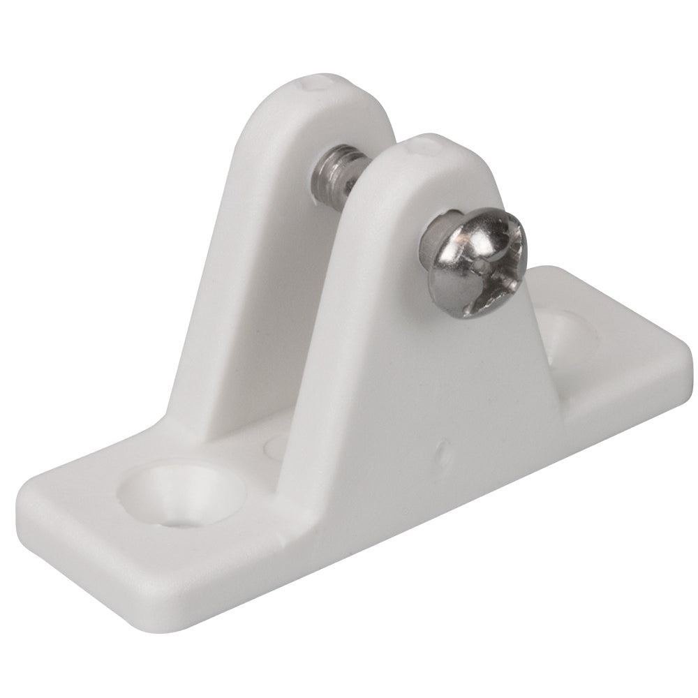 Sea-Dog nylon deck hinge in white, designed for bimini top fittings, featuring durable marine-grade nylon construction.