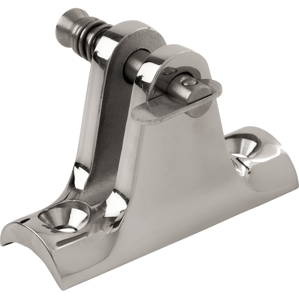 Sea-Dog stainless steel 90 concave base deck hinge with removable pin, designed for bimini top fittings on boats.