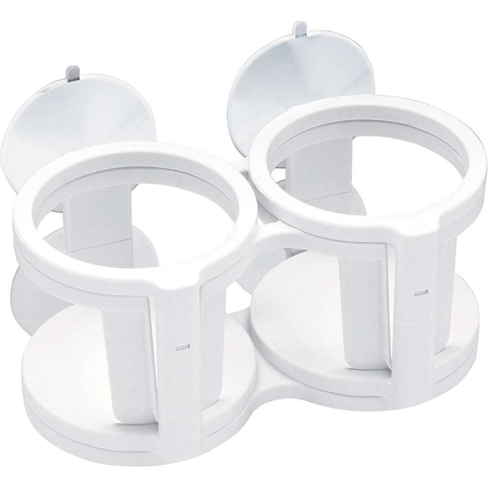 Sea-Dog dual/quad drink holder with suction cups, designed for boat decks and galleys, securely holding drinks in marine environments.