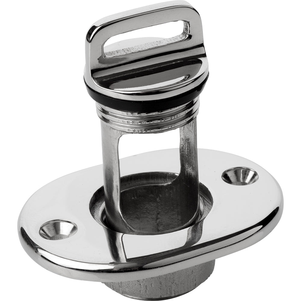 Sea-Dog oblong captive garboard drain plug in 316 stainless steel for boat deck and galley applications.