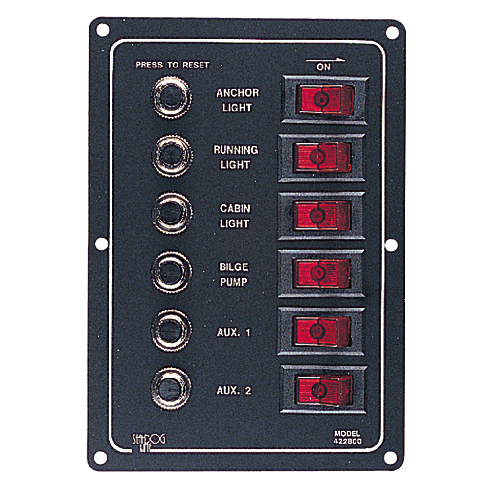 Panneau de disjoncteurs en aluminium Sea-Dog - 6 circuits