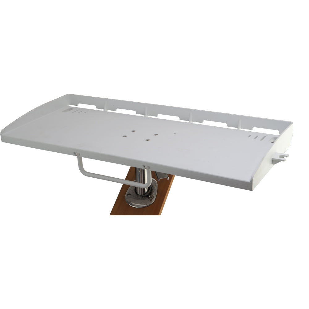 Sea-Dog 30-inch gimbal mount fillet table with rod holder, ideal for fishing and filleting at a boat or dock.