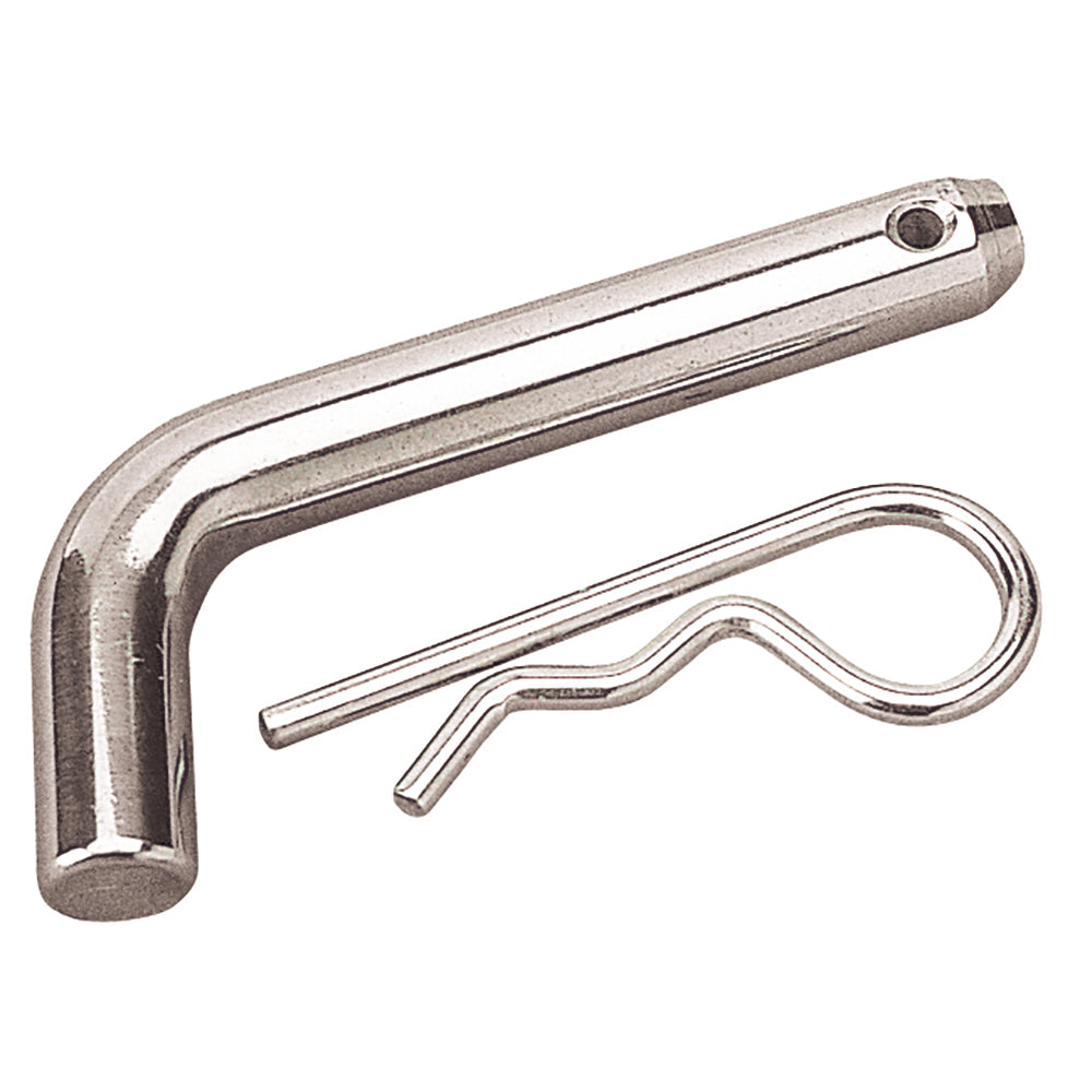 Sea-Dog zinc plated steel receiver pin with clip for hitches and trailer accessories, durable marine-grade steel construction.