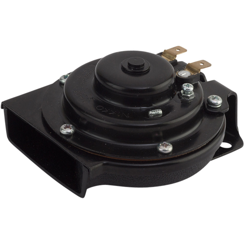 Sea-Dog Hidden Mount Mini Compact Horn mounted on a boat, showcasing its sleek design and compact size for marine safety.