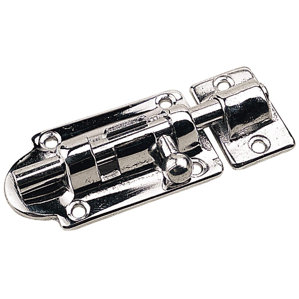 Sea-Dog chrome finish barrel bolt latch, 2-7/8-inch size, durable hardware for secure door or gate fastening.