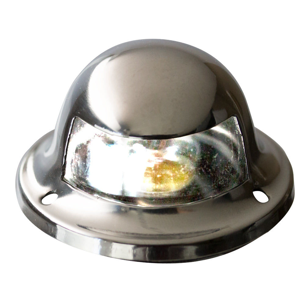 Sea-Dog stainless steel stern navigation light mounted on a boat, designed for marine safety and visibility.