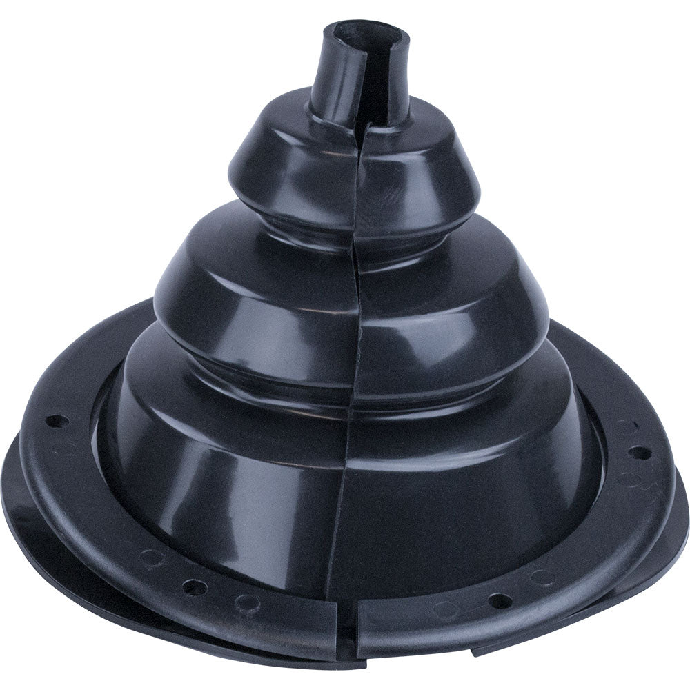Sea-Dog 4-inch split motor well boot for steering systems, durable rubber protection for marine engine installations.