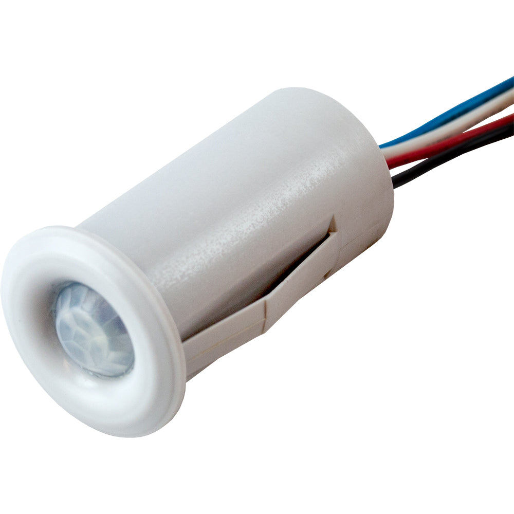 Sea-Dog plastic motion sensor switch with delay for LED lights, shown with wiring and control components.