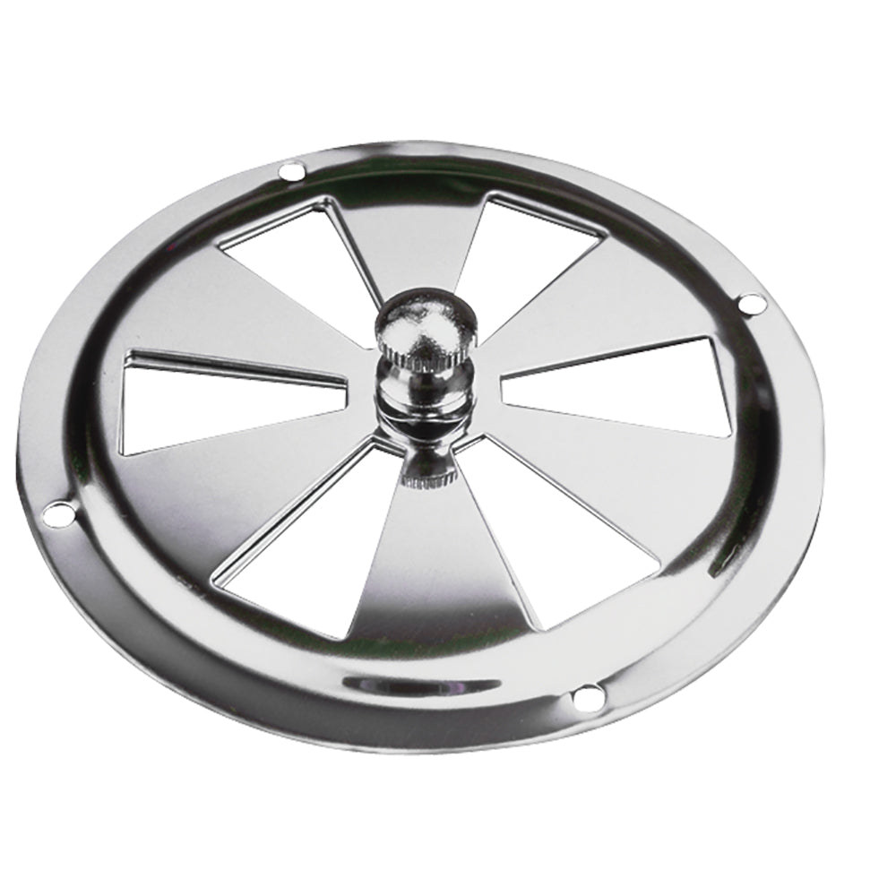 Sea-Dog stainless steel butterfly vent with center knob, 5-inch diameter, durable marine-grade vent for ventilation needs.