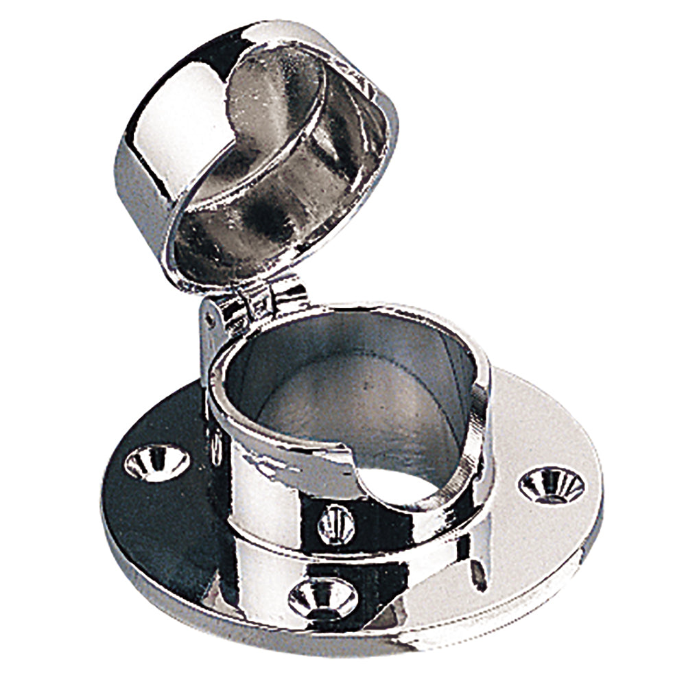 Sea-Dog Chrome Brass Hinged Chain Deck Pipe for windlass accessories, featuring polished chrome finish and brass construction.
