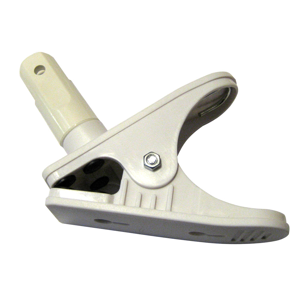 SEEKR by Caframo mounting clamp accessory for Ultimate 747 and 757 fans, shown attached to fan in a close-up image.