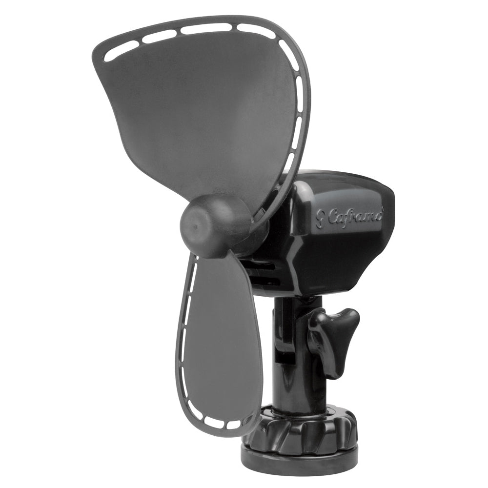 Seekr by Caframo Ultimate 747 12V 2-speed 7-inch black fan with lighter plug for portable cooling and air circulation.