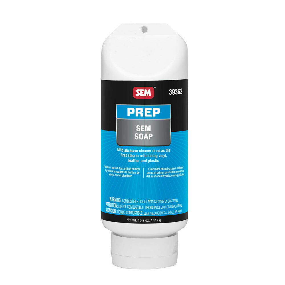 SEM Accessories 15oz soap in a clear container, designed for cleaning and maintenance use.