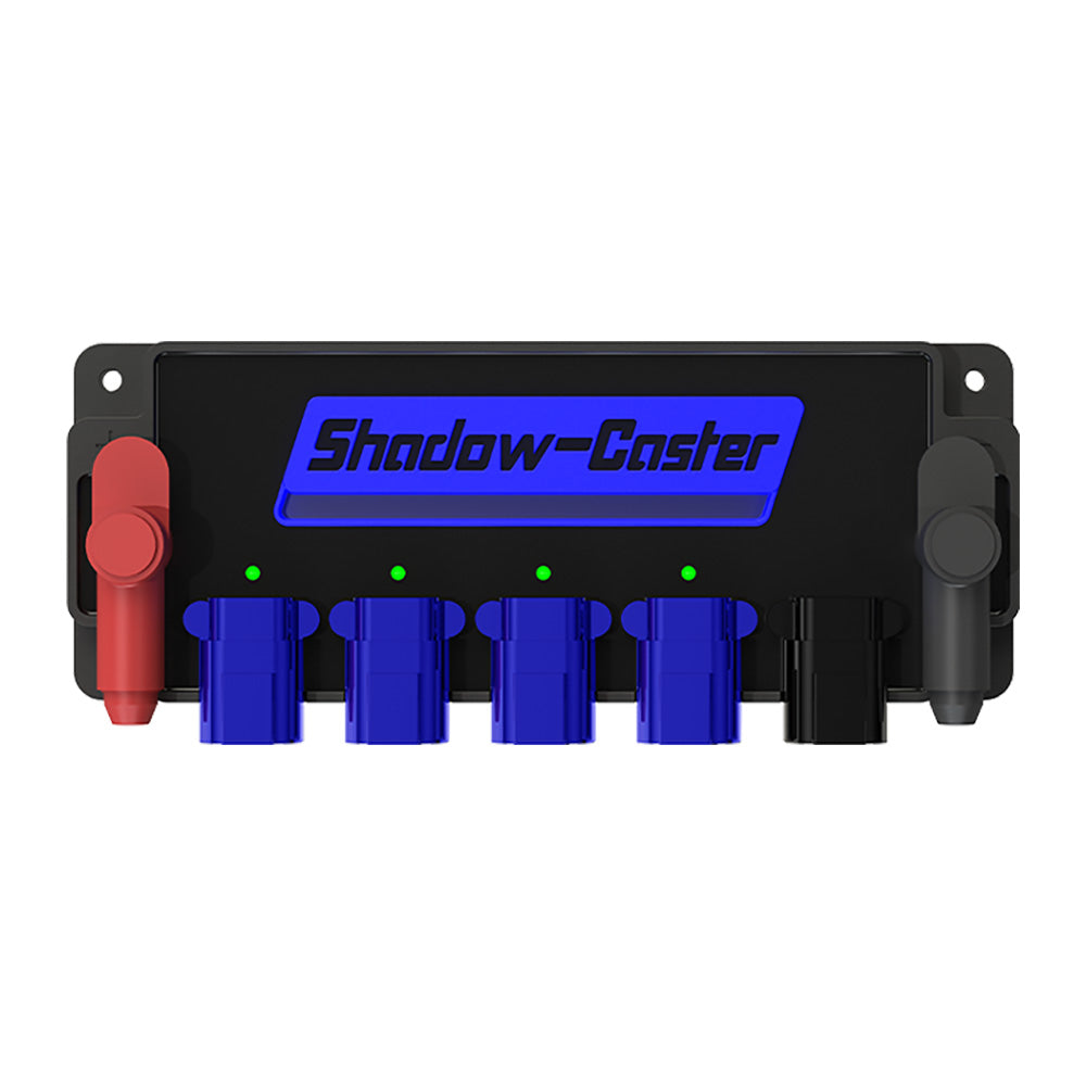 Shadow-Caster LED Lighting 4-channel underwater light relay module for controlling multiple underwater lights in marine applications.