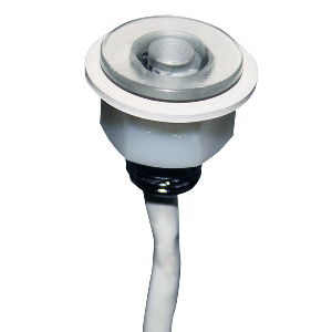 Shadow-Caster LED interior courtesy light with RGB color, round shape, clear polycarbonate housing, ideal for accent lighting.