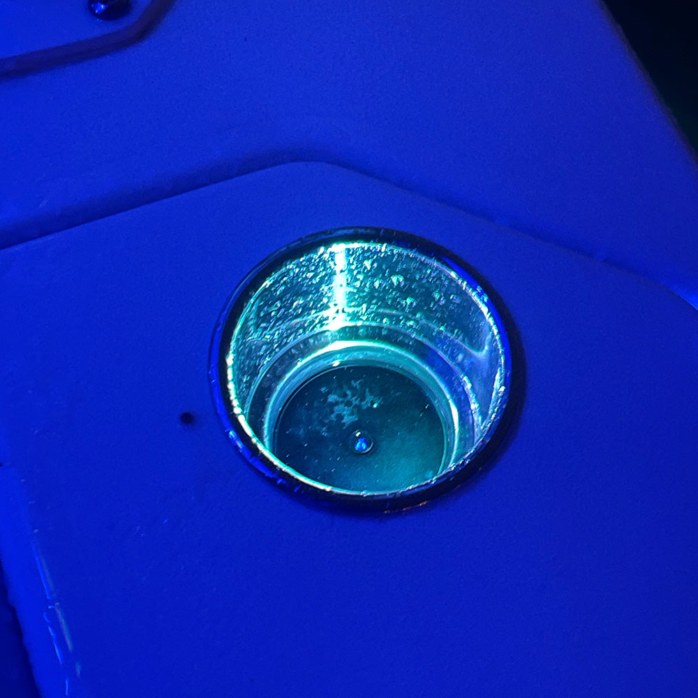 Shadow-Caster LED interior courtesy light with RGB color options, round shape, clear polycarbonate housing, designed for accent and interior lighting.