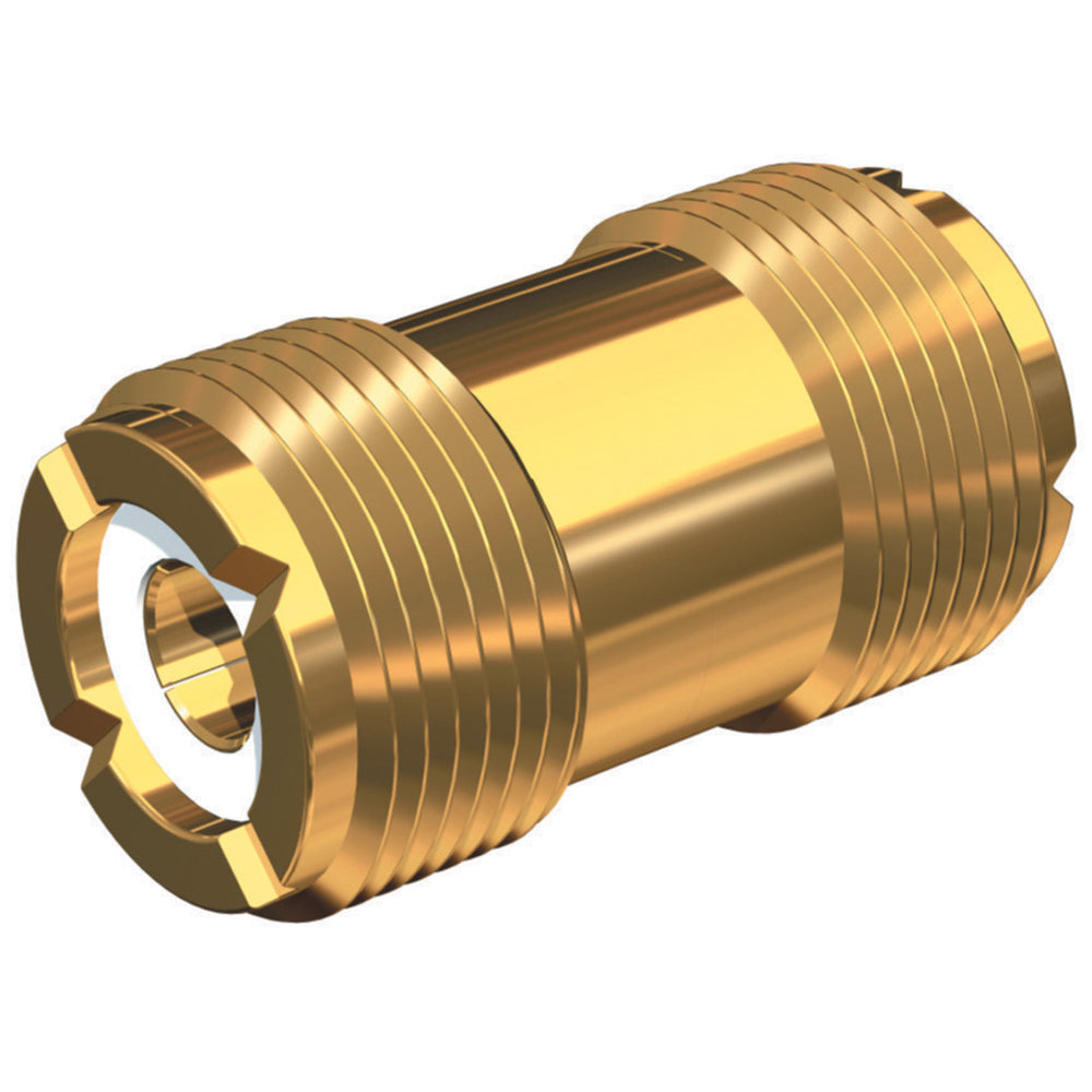 Shakespeare PL-258-G barrel connector accessory for fishing rods and gear, black plastic with metal threading.