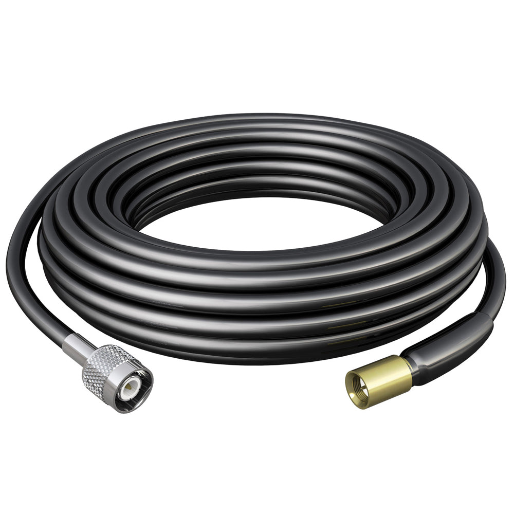 Shakespeare 35 SRC-35 extension cable for antenna mounts, with coiled black cable and connector ends for radio antenna setup.