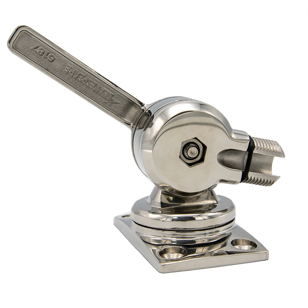 Shakespeare 6187 sleek compact stainless steel rotatable 4-way ratchet antenna mount with adjustable design.