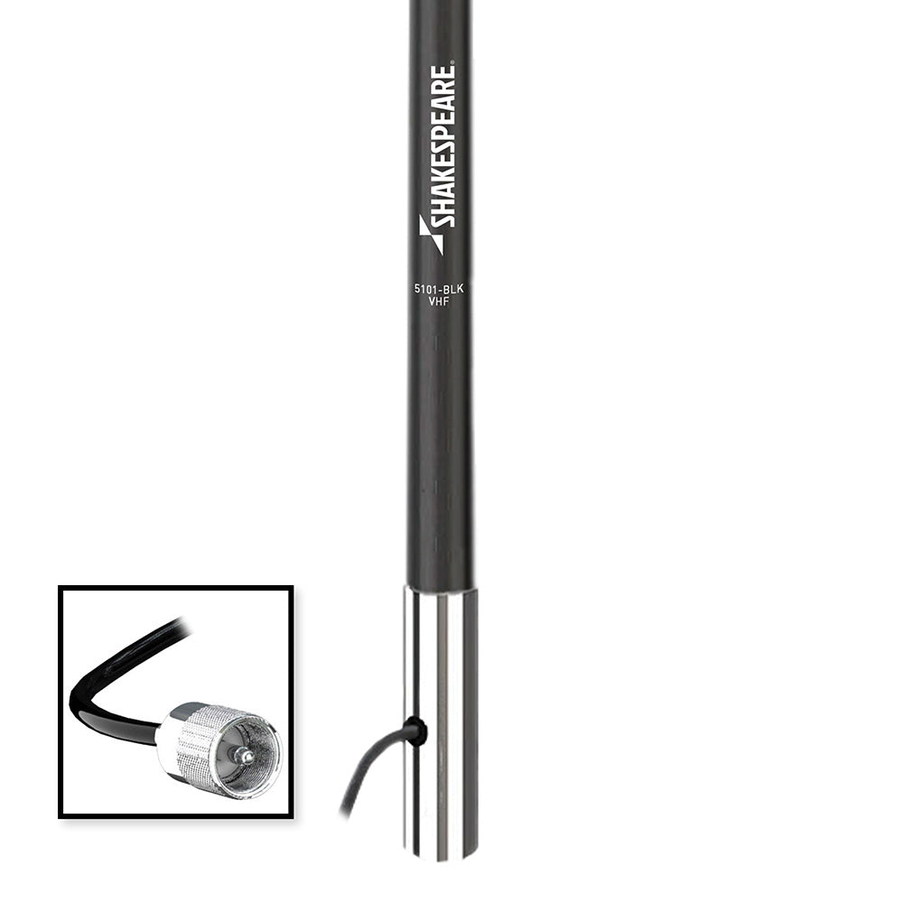 Shakespeare 5101 8 Classic VHF antenna with 15-foot RG-58 cable in black, designed for reliable marine or communication use.