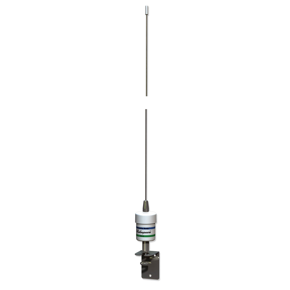 Shakespeare 5215 3-foot stainless steel whip antenna for marine boats, durable and weather-resistant marine radio antenna.