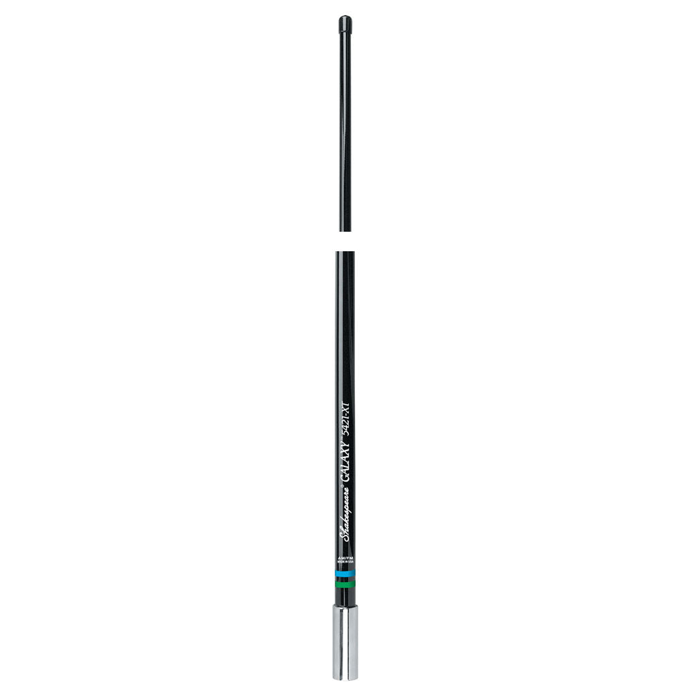 Shakespeare 5421-XT 4 Black AM/FM antenna mounted on a vehicle, designed for improved radio signal reception.