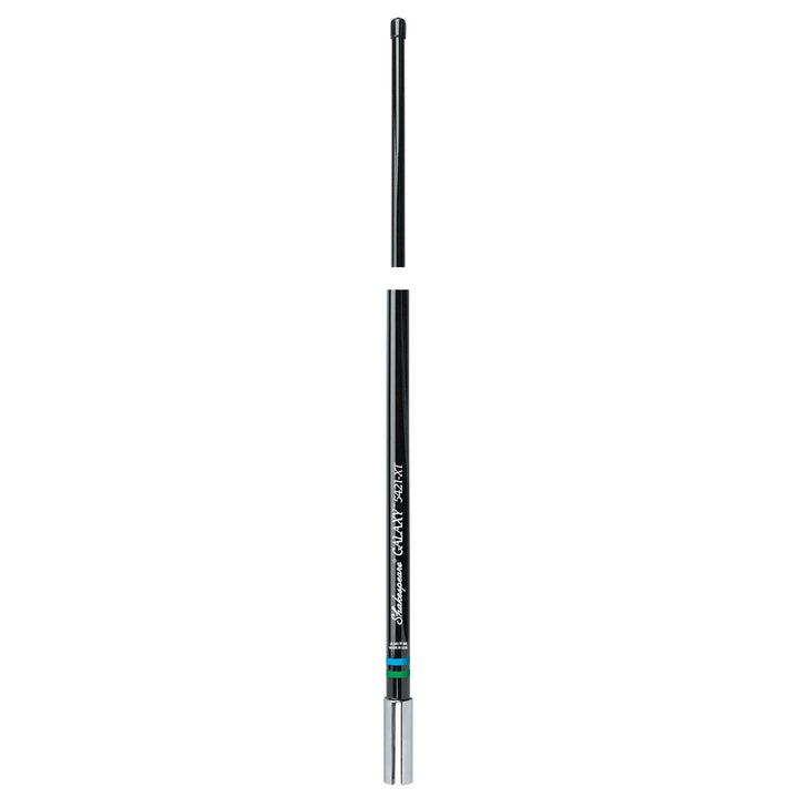 Shakespeare 5421-XT 4 Black AM/FM antenna mounted on a vehicle, designed for improved radio signal reception.