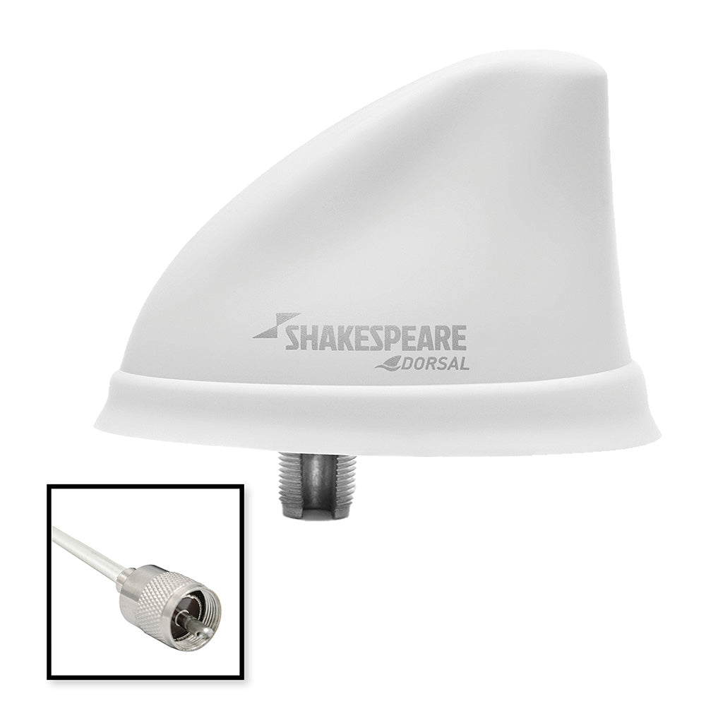 Shakespeare Dorsal Antenna White Low Profile 26 RGB Cable with PL-259 connector for marine or radio communication.