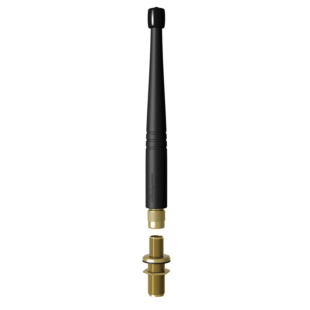 Shakespeare VHF 7-inch rubber duck antenna for marine radios with flexible rubber design and durable construction.