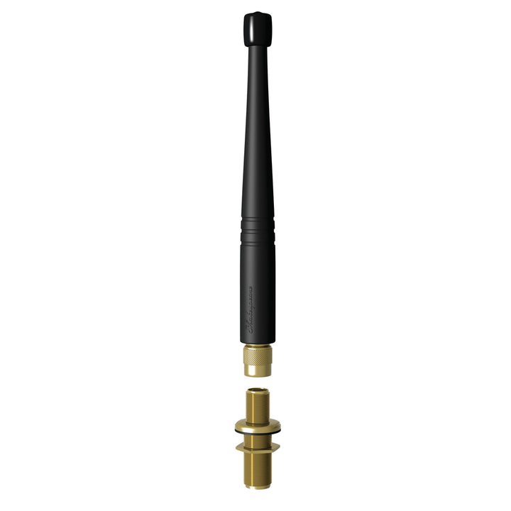 Shakespeare VHF 7-inch rubber duck antenna for marine radios with flexible rubber design and durable construction.