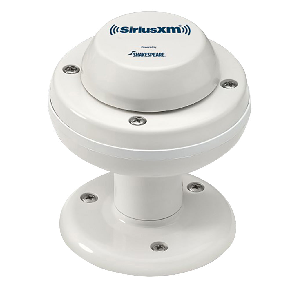 Shakespeare SRA-50 SiriusXM satellite radio antenna mounted on a vehicle for clear satellite signal reception.