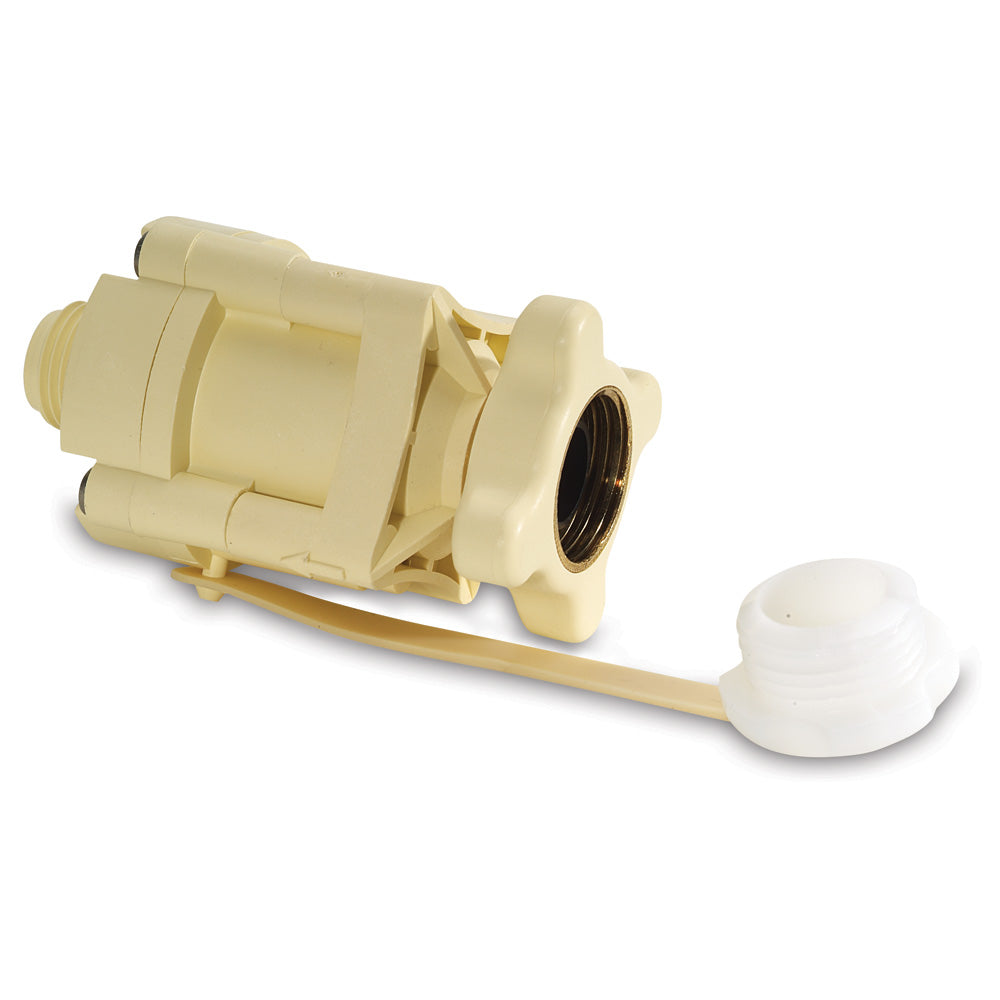Shurflo by Pentair pressure reducing city water entry in-line accessory, cream color, for water system installation.