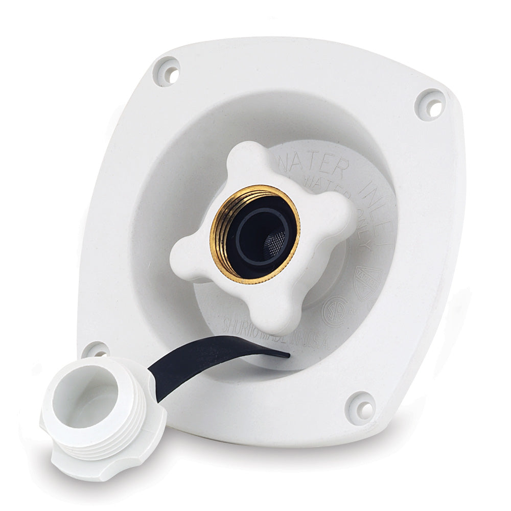 Shurflo by Pentair pressure reducing city water entry wall mount in white gel, plumbing accessory for water system installation.