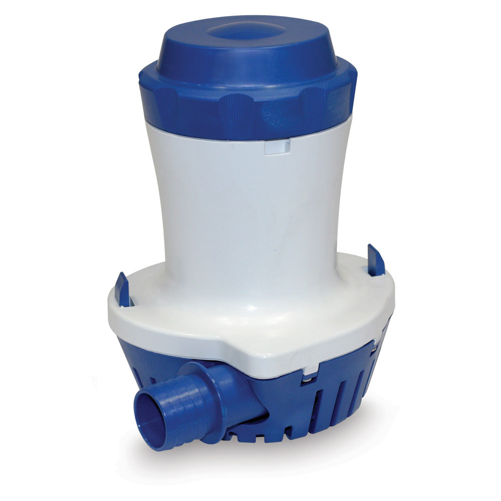Shurflo by Pentair 2000 Bilge Pump in 12 VDC with 2000 GPH flow rate, mounted on a boat bilge area.
