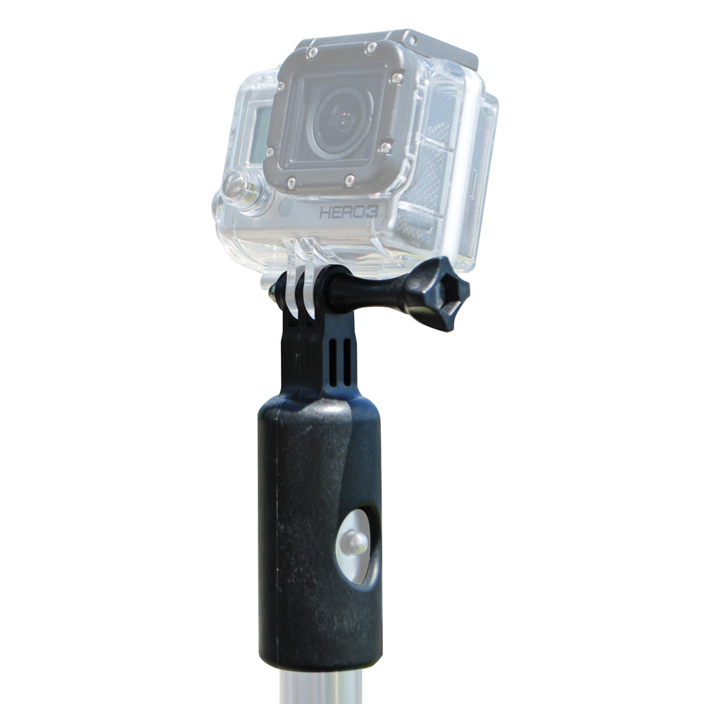 Shurhold GoPro Camera Adapter mounted on a cellphone case for secure attachment of GoPro cameras and accessories.