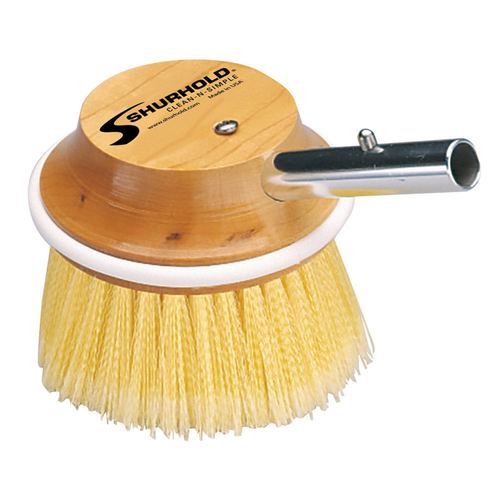 Shurhold 5-inch round polystyrene soft cleaning brush for windows, hulls, and wheels, ideal for gentle surface cleaning.