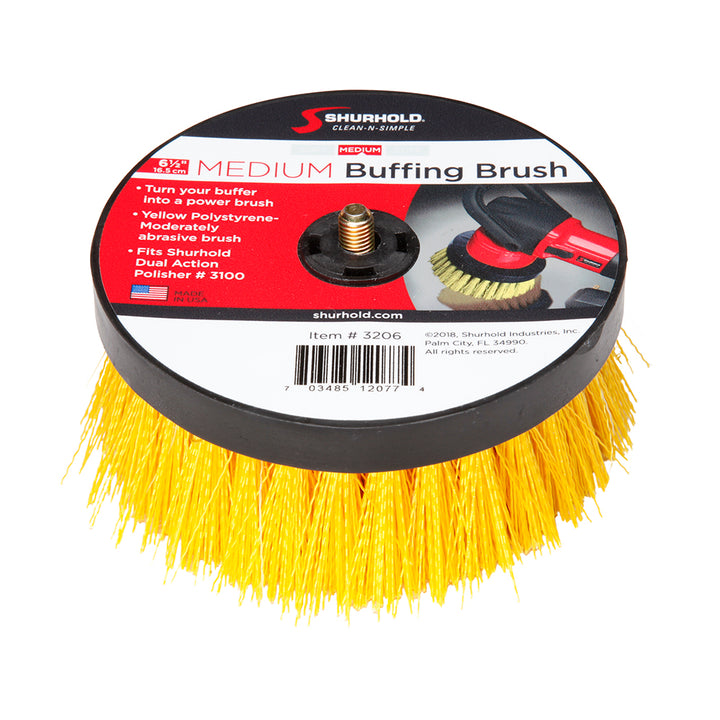 Shurhold 6-1/2-inch medium cleaning brush for dual action polisher, ideal for detailed boat and vehicle cleaning tasks.
