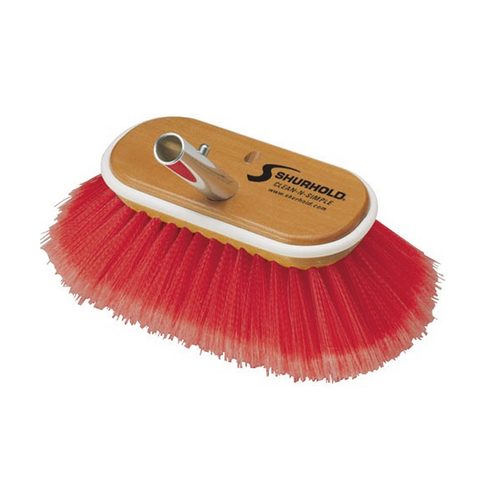 Shurhold 6-inch combo deck brush with soft and medium bristles for cleaning boat decks and surfaces.