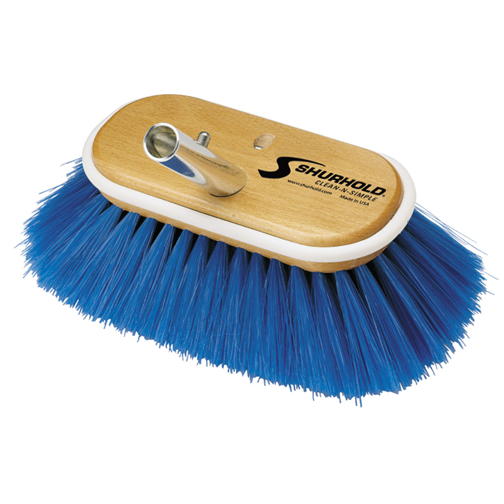 Shurhold 6-inch nylon deck brush with extra soft bristles for gentle cleaning of boat decks and surfaces.