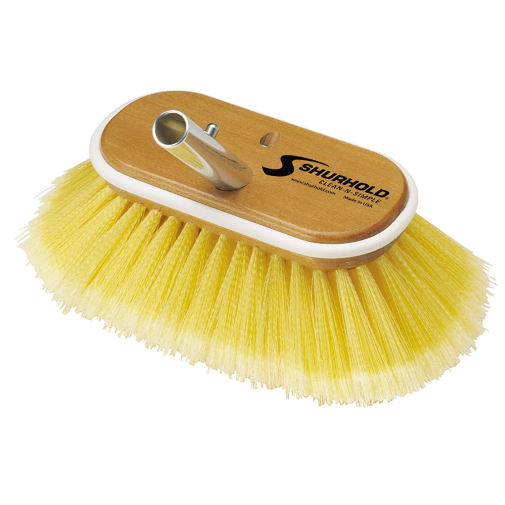 Shurhold 6-inch polystyrene soft bristle deck brush for cleaning boats and surfaces, featuring durable soft bristles.