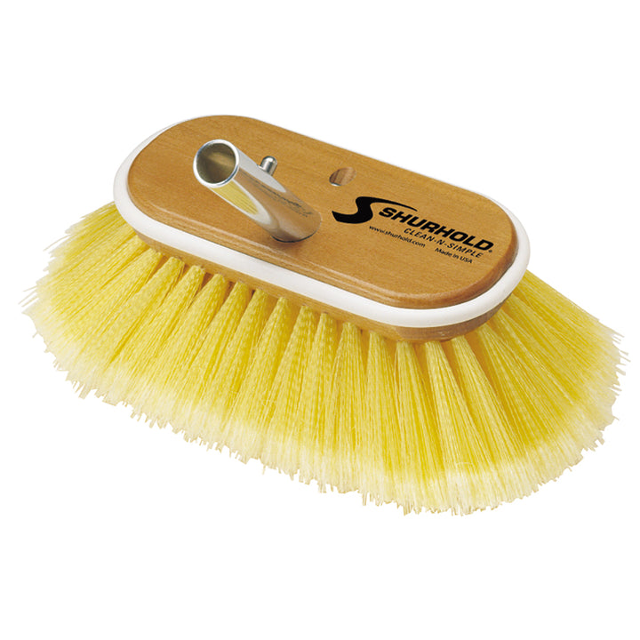 Shurhold 6-inch polystyrene soft bristle deck brush for cleaning boats and surfaces, featuring durable soft bristles.