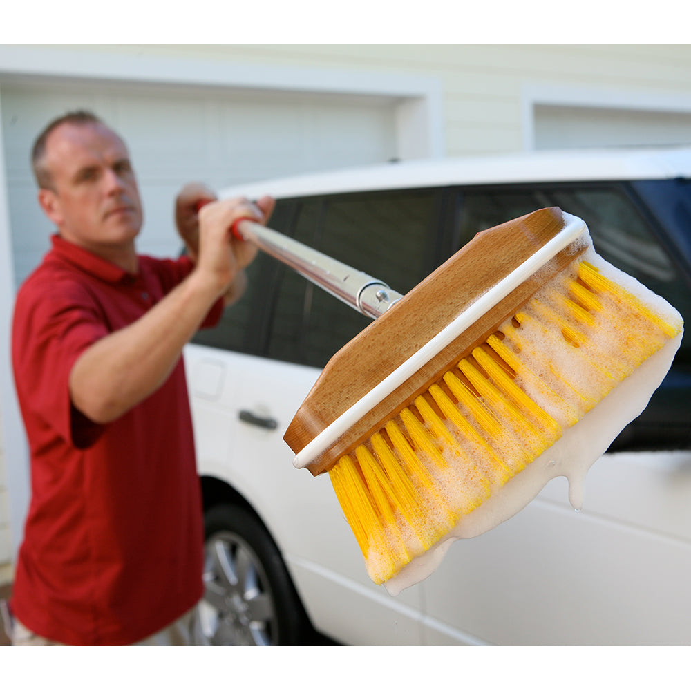 Shurhold 8-inch soft cleaning brush for windows, hulls, and wheels, ideal for boat and vehicle cleaning tasks.