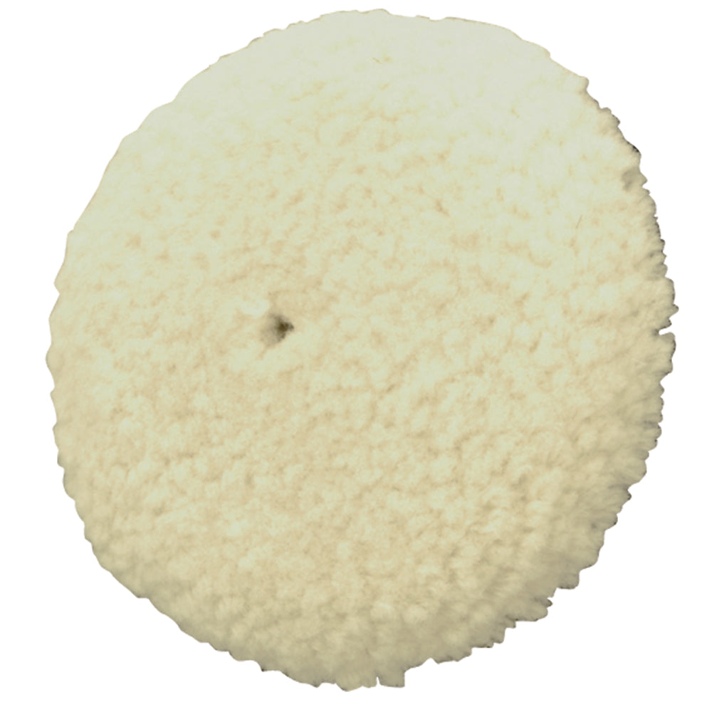 Shurhold Buff Magic 7.5-inch compounding wool pad for pro rotary polisher, used for automotive cleaning and polishing.